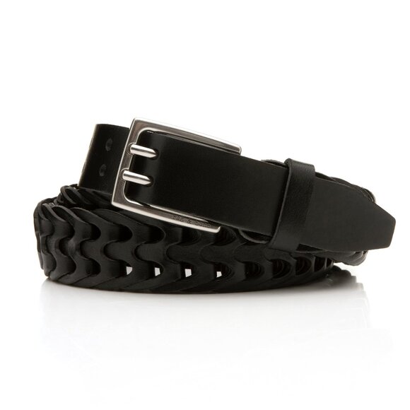 Rag & Bone Mini Woven Leather Belt Small Black - Picture 1 of 9